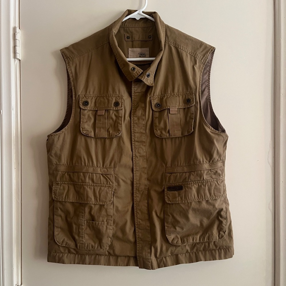 Camel Active Mens Gilet Vest 46/S Brown Outdoor Multi Pockets Adventure Gorpcore